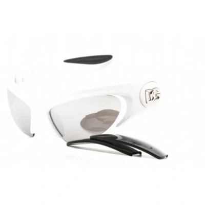 Pre-owned Dolce & Gabbana Unisex Sunglasses White Sport Wraparound Frame 0dg6192 33126g In Light Grey Mirror Silver