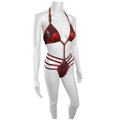 Pre-owned Dolce & Gabbana Unworn Logo Cutout Strappy Bodysuit Monokini Swimsuit Swimwear In Gray