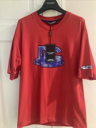 Pre-owned Dolce & Gabbana Unxd Tshirt Size 44 Small 100% Authentic Limited Edition In Red