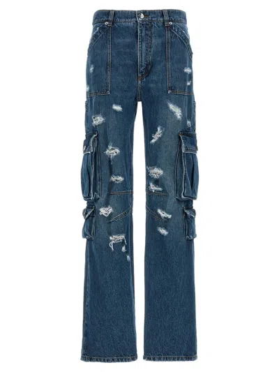 Dolce & Gabbana Used Effect Cargo Jeans In Blue