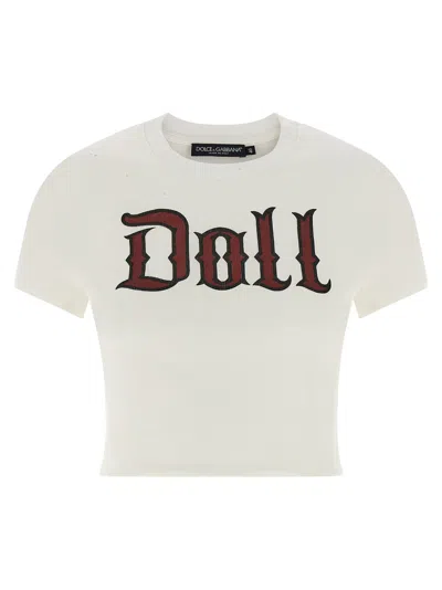 DOLCE & GABBANA USED EFFECT COTTON T-SHIRT WHITE