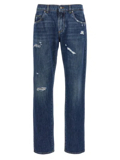 Dolce & Gabbana Used Effect Jeans In Blue