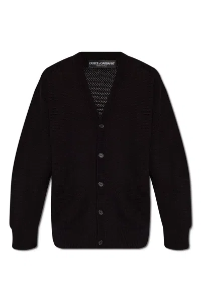 Dolce & Gabbana V-neck Cardigan In Nero