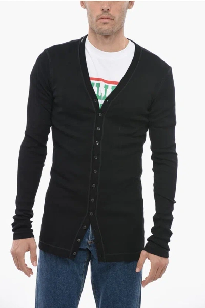 Dolce & Gabbana V Neck Cotton Cardigan In Black