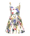 Dolce & Gabbana Pleated Floral-print Stretch Cotton-poplin Mini Dress In Multicolor