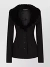 Dolce & Gabbana V-neck Jacket With Faux Fur Collar In Black