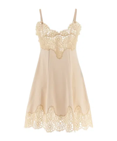 DOLCE & GABBANA DOLCE  GABBANA V-NECK LACE DETAILED MINI DRESS