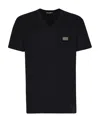 Dolce & Gabbana Logo V-neck T-shirt In Black