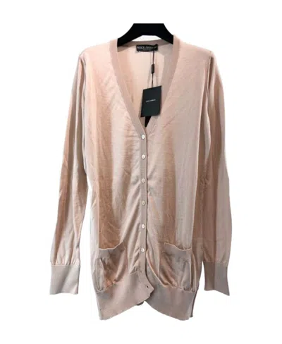 Dolce & Gabbana V-neck Long-sleeved Sweater In Nude