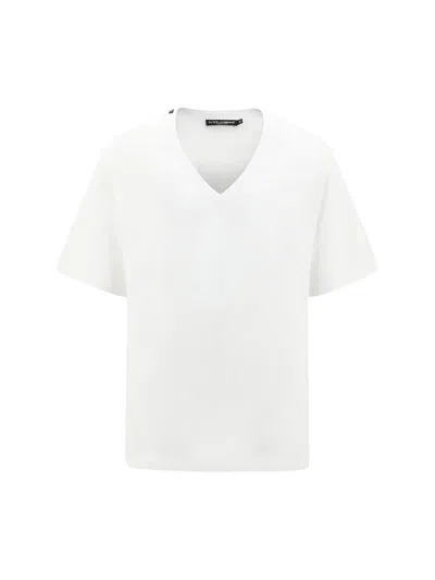 Dolce & Gabbana V-neck T-shirt In Bianco Ottico