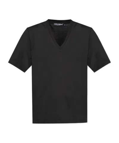 Dolce & Gabbana V-neck T-shirt In Black