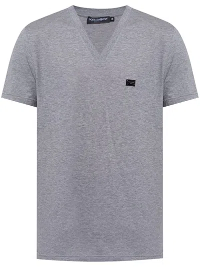 Dolce & Gabbana V-neck T-shirt In Grey