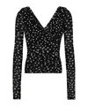 Dolce & Gabbana Stretch Tulle Top With Crossover Neckline And Polka Dot Print In Black