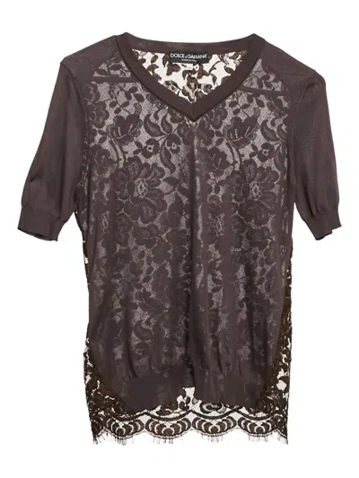 Pre-owned Dolce & Gabbana V-neck Top In Brown