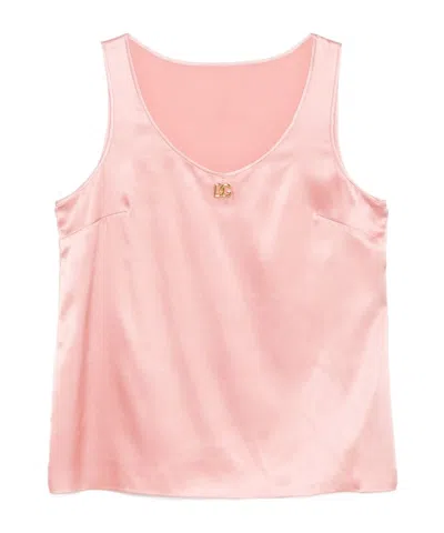 DOLCE & GABBANA OLCE  GABBANA DG LOGO PIN SATIN TANK TOP