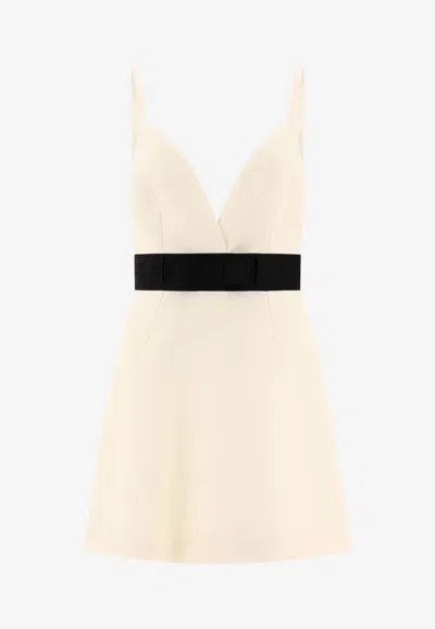 DOLCE & GABBANA V-NECK WOOL MINI DRESS