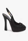 Dolce & Gabbana Vally 150 Slingback Satin Platform Pumps In Black