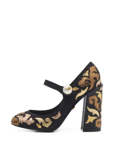 Pre-owned Dolce & Gabbana Vally Brocade-pattern Pumps In Black