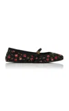 Dolce & Gabbana Vally Floral-print Ballet Flats In Black