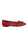 Dolce & Gabbana Vally Lace Jewel Slippers In Red