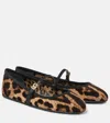 Dolce & Gabbana Multicolor Ballerinas In Cotton And Viscose With Leopard Print Women In Brown