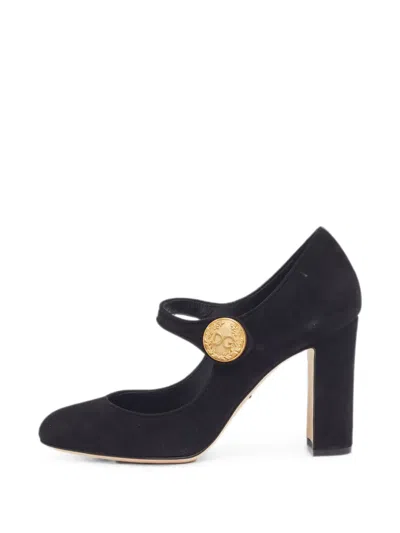 Pre-owned Dolce & Gabbana Vally Logo-button Pumps In Black