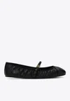 Dolce & Gabbana Black Ballerinas With Metallic Logo And Strap In Leather Woman In Black