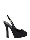 Dolce & Gabbana Satin Slingback Platform Shoes In Black