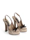 Dolce & Gabbana Bow-embellished Grosgrain-trimmed Satin Slingback Pumps