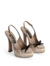 Dolce & Gabbana Bow-embellished Grosgrain-trimmed Satin Slingback Pumps