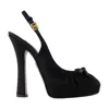 Dolce & Gabbana 105mm Satin Platform Slingback Heels In Black