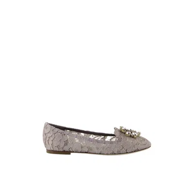 Dolce & Gabbana Vally Taormina Lace Ballerina Shoes In Grey