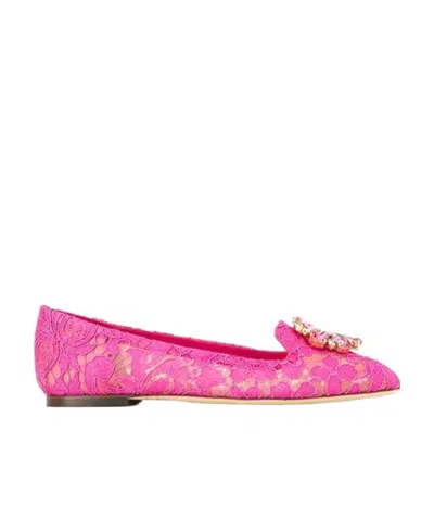 Dolce & Gabbana Vally Taormina Lace Ballerina Shoes In Pink