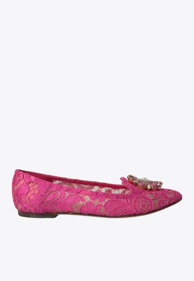 Dolce & Gabbana Vally Taormina Lace Ballet Flats In Black