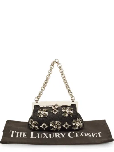 Pre-owned Dolce & Gabbana Vanda Crystal Lace Mini Bag In Black