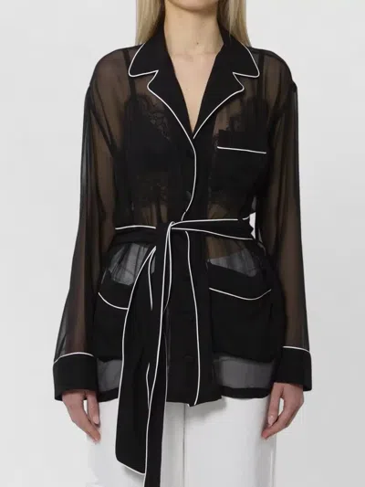 Dolce & Gabbana Vanity Chiffon Long Sleeve Shirt In Black