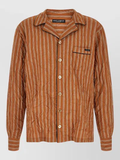 Dolce & Gabbana Vanity Long Sleeve Shirt Chest Pocket In Brown