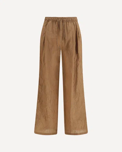 Dolce & Gabbana Vanity Pants In Striped Froissé Fabric In Brown