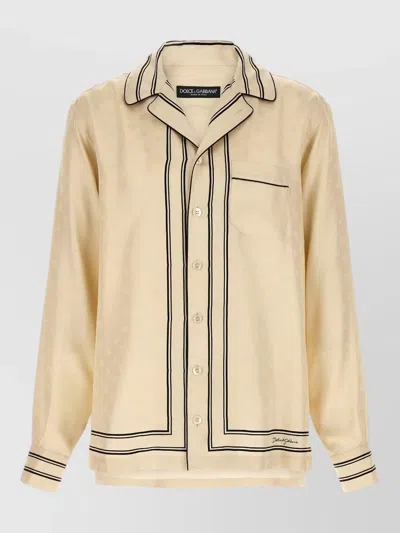 Dolce & Gabbana Vanity Shirt Chest Pocket Contrast Piping In Neutral