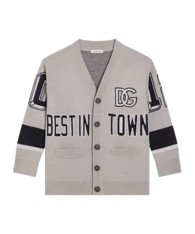 DOLCE & GABBANA VARSITY-LOGO CARDIGAN