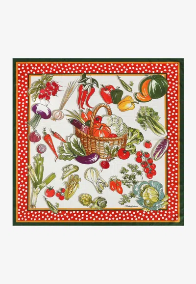 Dolce & Gabbana Vegetable Print Scarf In Silk In Multicolor