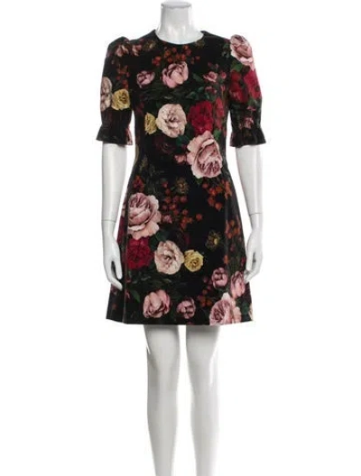 Pre-owned Dolce & Gabbana Velour Mini Dress In Black