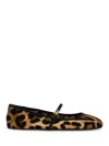 Dolce & Gabbana Multicolor Ballerinas In Cotton And Viscose With Leopard Print Women In Animalier