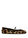 Dolce & Gabbana Multicolor Ballerinas In Cotton And Viscose With Leopard Print Women In Multicolor