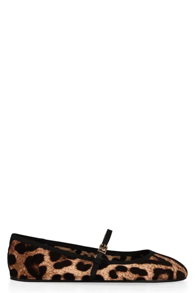 Dolce & Gabbana Printed Velvet Ballet Flats In Multicolor