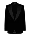 Dolce & Gabbana Peak Lapel Tuxedo Velvet Jacket With Padded Shoulders In Black