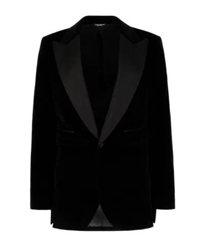 DOLCE & GABBANA DOLCE  GABBANA SINGLE BUTTONED VELVET BLAZER
