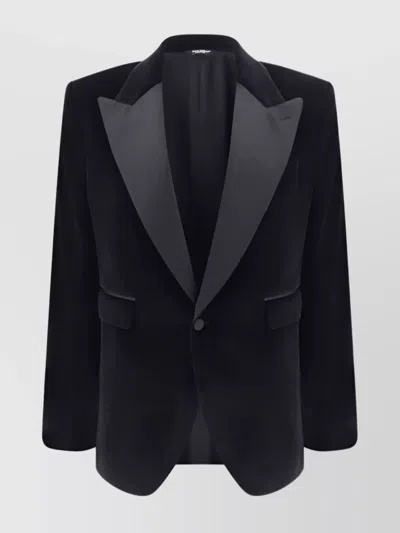 Dolce & Gabbana Black Velvet Single Breasted One Button Blazer