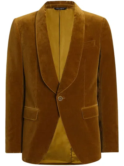 Dolce & Gabbana Velvet Blazer In Brown