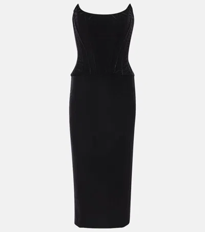 Dolce & Gabbana Velvet Calf-length Corset Dress In Black
